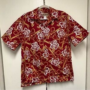 Blue Hawaii Hawaiian Islands Button Up Tropical Men’s Cotton Shirt Size L